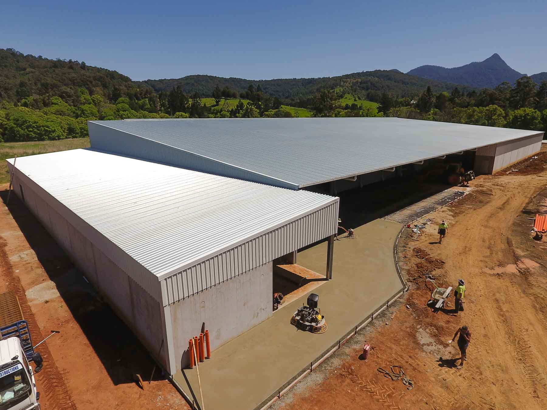 Industrial Spring Water Processing Shed Aerial Overview